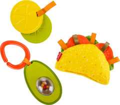 Fisher-Price avocado rattle with rollerball seed in motion for sensory play