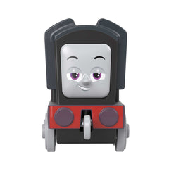 Fisher-Price Thomas diecast metal train body close-up shows durable finish