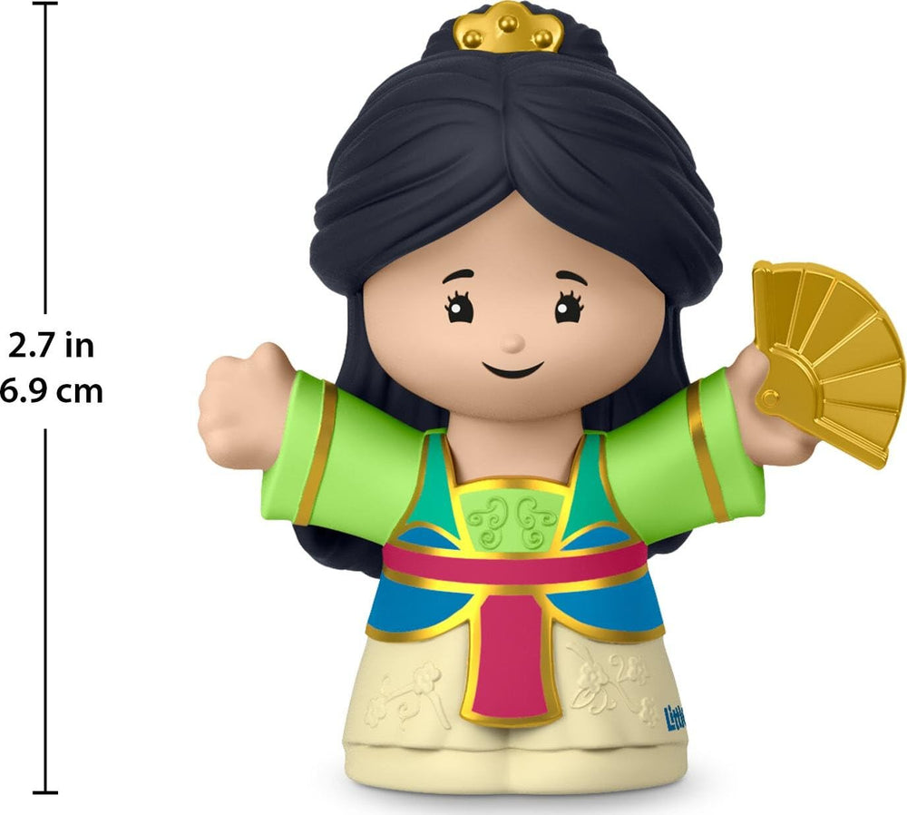 Fisher-Price toddler imaginative play with Mulan figure sparks storytelling.