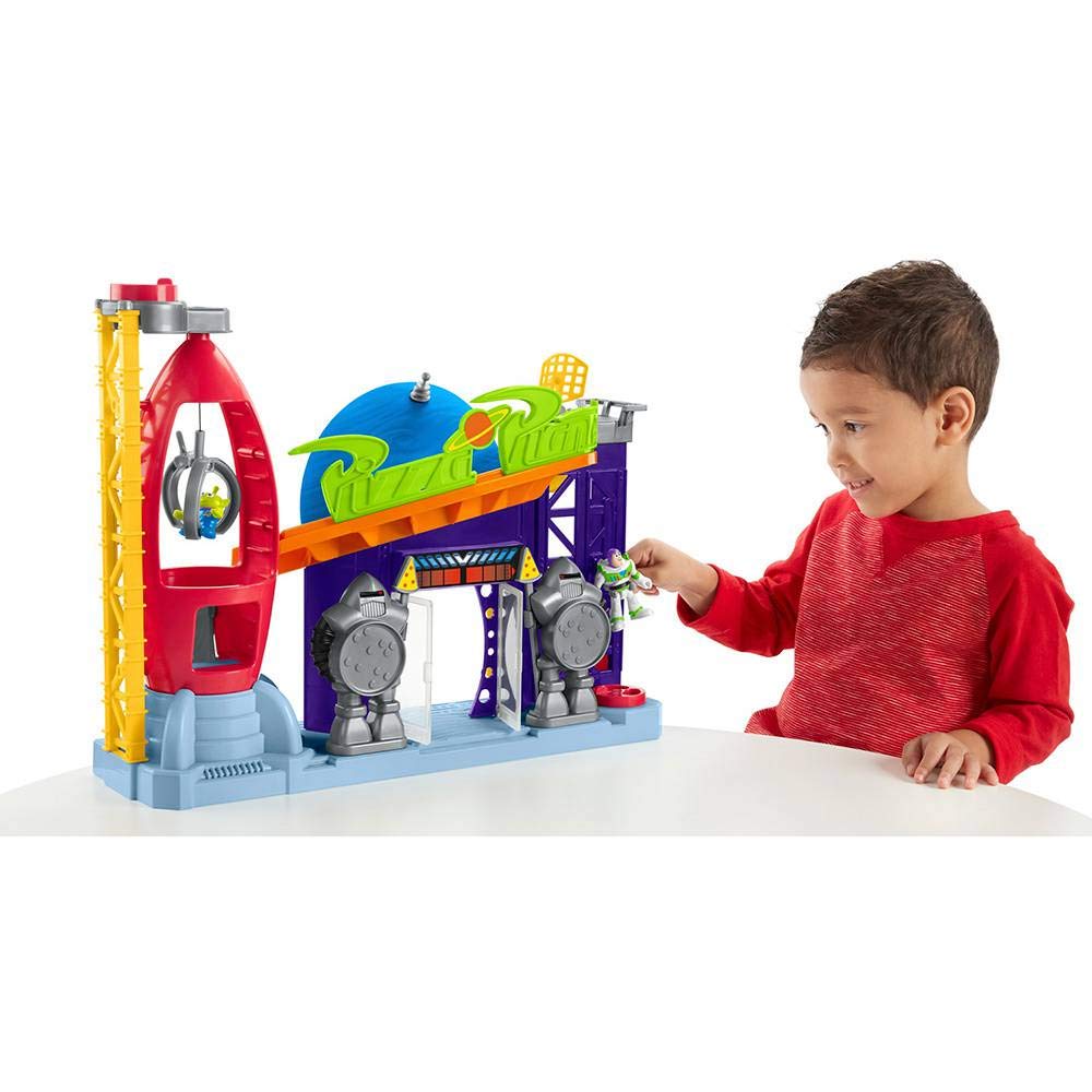 Fisher-Price Toy Story Pizza Planet power pad enables dynamic play with moving parts.