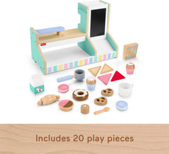 Fisher-Price wood food pieces display sparks creative menu ideas.