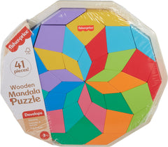 Fisher-Price Wood Mandala Puzzle tray with sorting guidelines supports early coordination.