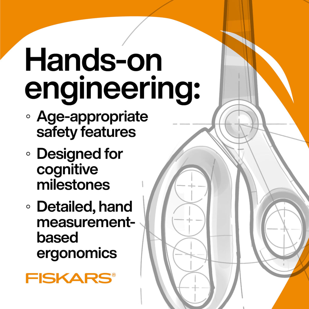 Fiskars Blunt-Tip Kids Scissors 5-inch pink in classroom, ideal for kids aged 4+.