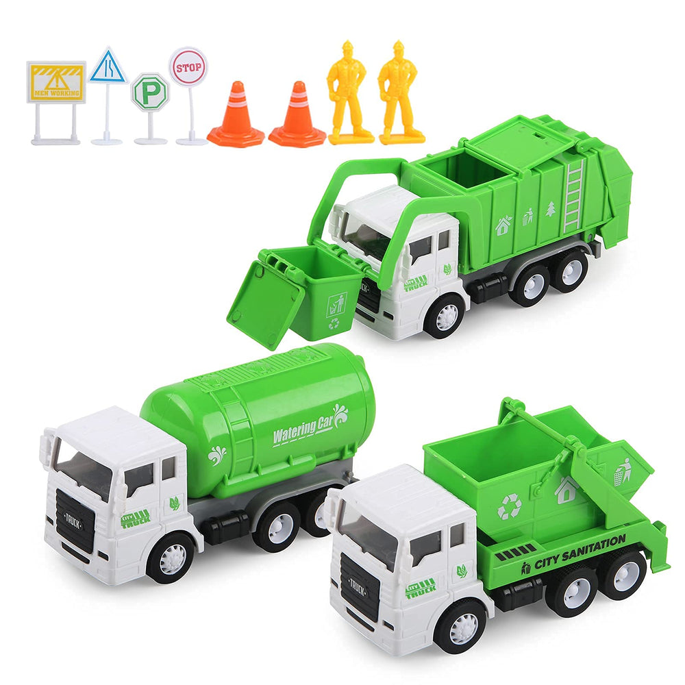 FIVEDAOGANG garbage truck toy with liftable bed for imaginative play and sorting lessons.