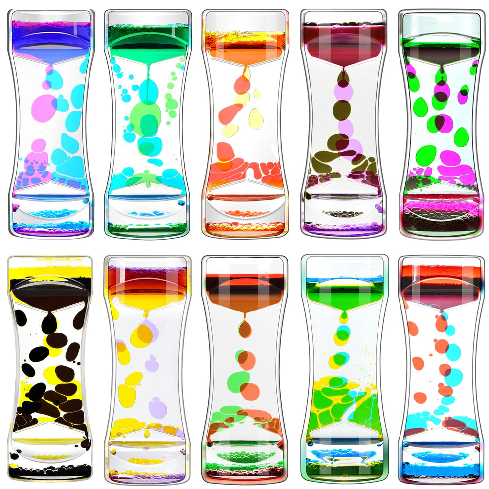 FKYTION Liquid Motion Bubbler Timer with rainbow bubbles on desk for focus and calm