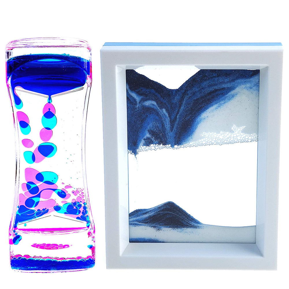 FKYTION liquid motion bubbler timer 2-pack front view with colorful droplets for focus