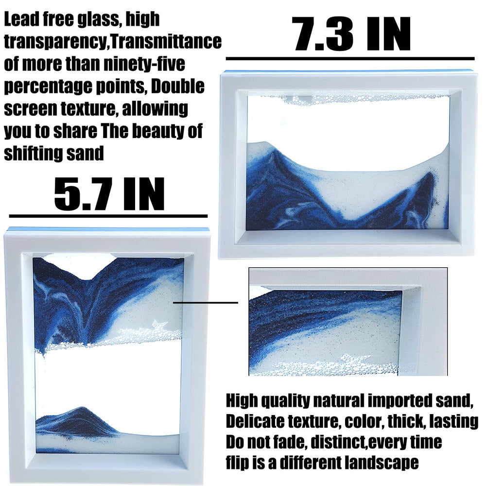 FKYTION moving sand art picture 2-pack ocean landscape provides calming desk art