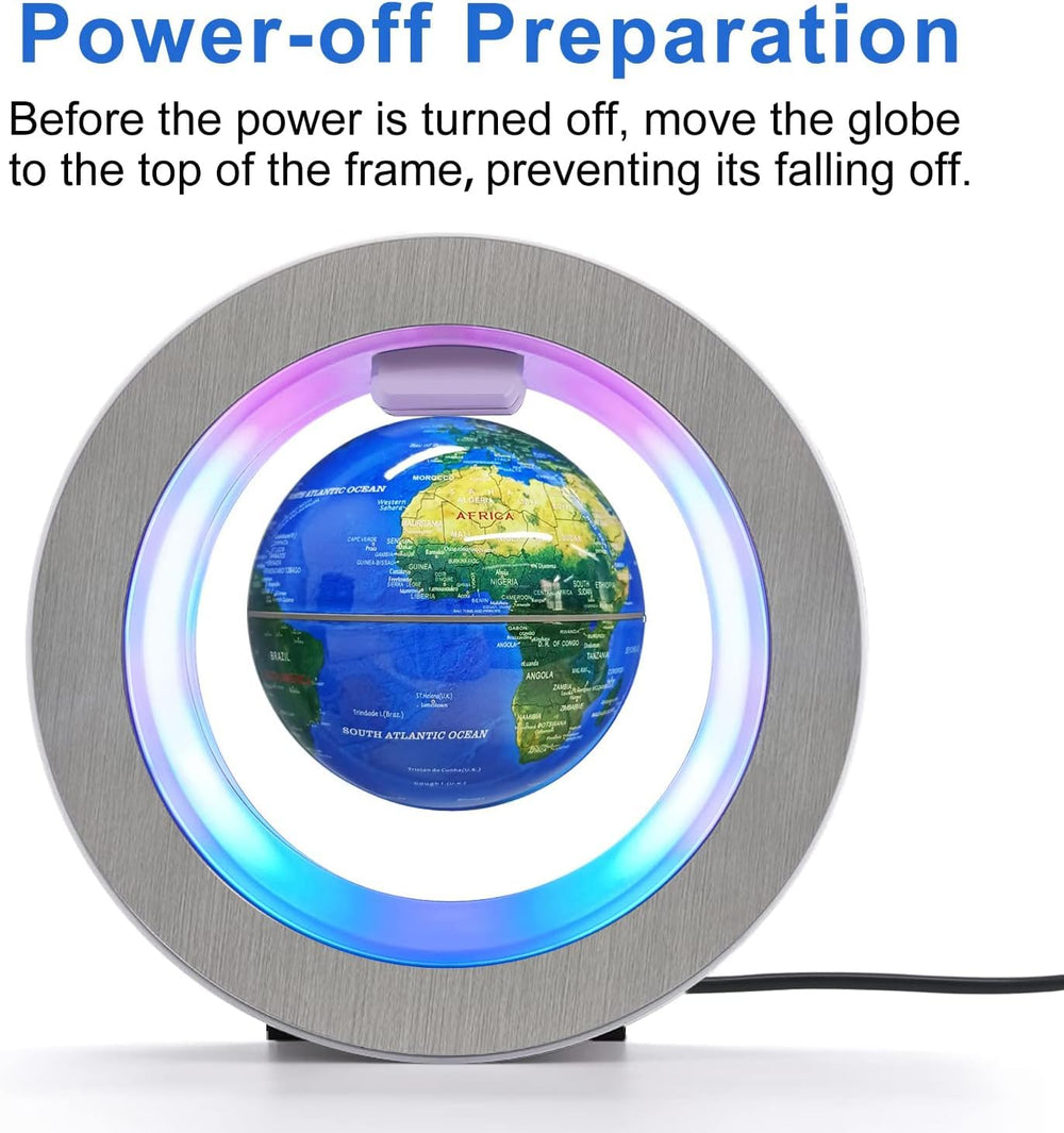 Flagest globe on magnetic support offers simple installation and smooth levitation.