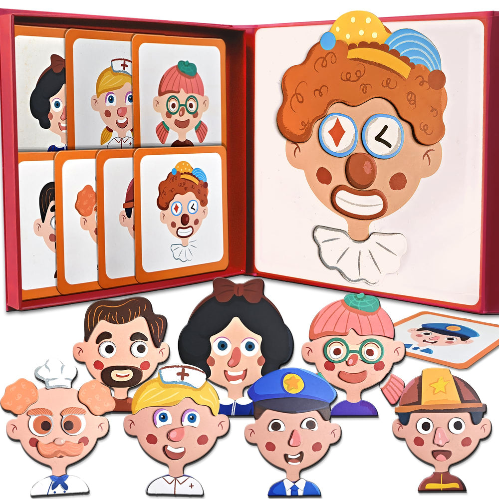 Flamax magnetic face toy in organized storage box for easy cleanup.