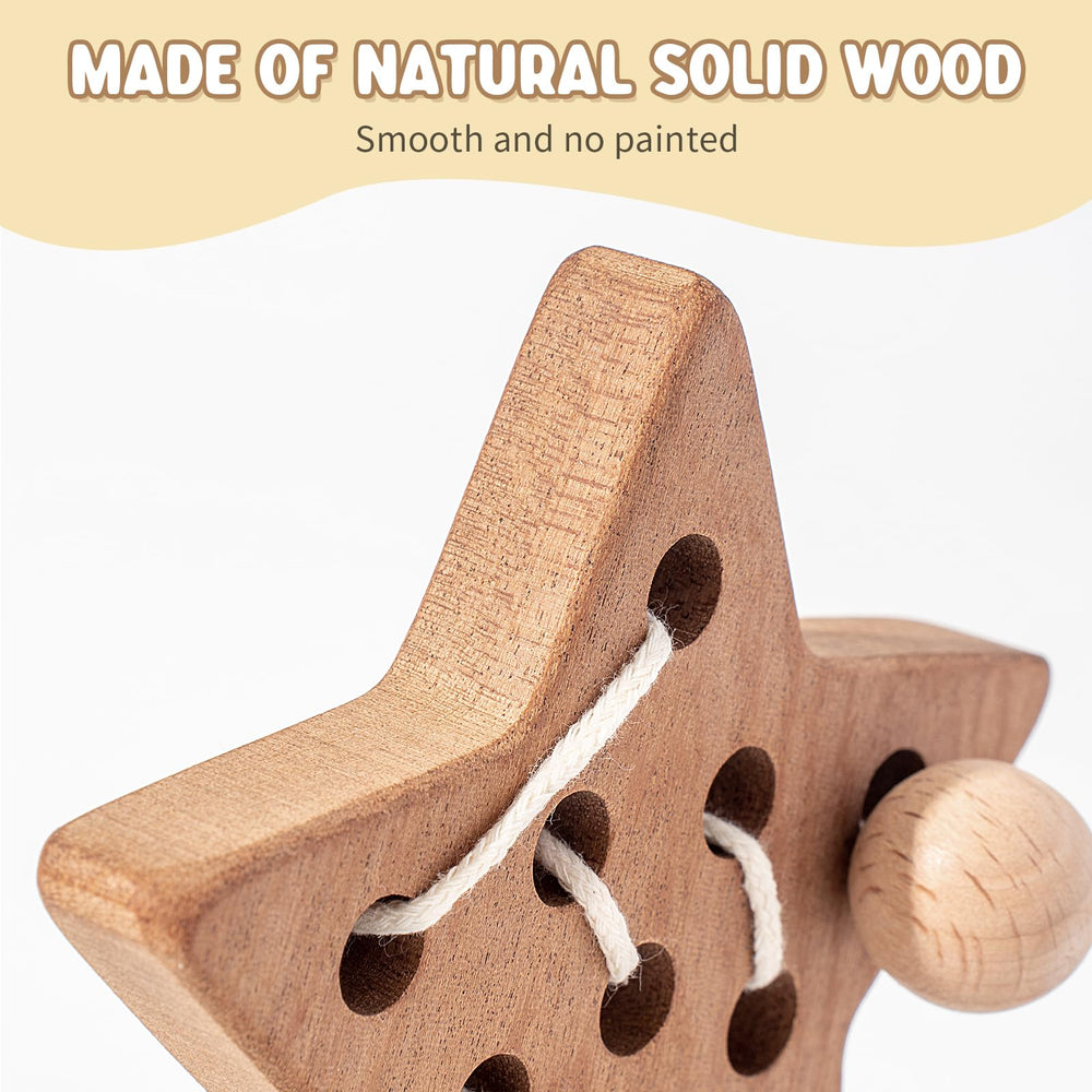 FlameFlash Cloud wooden lacing toy encourages imaginative threading.