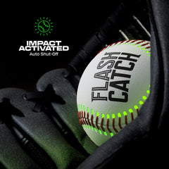 FlashCatch baseball shown with USB-C charging cable