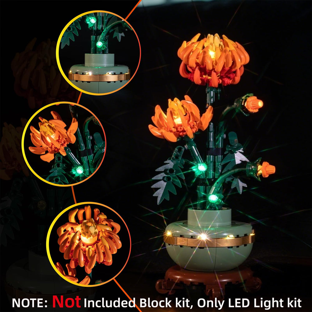 Flashebrick LED kit installation guide improves setup for Lego Chrysanthemum 10368.