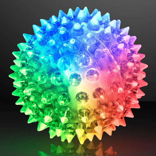 FlashingBlinkyLights soft spike bouncy ball pink with LED lights for instant bounce fun.