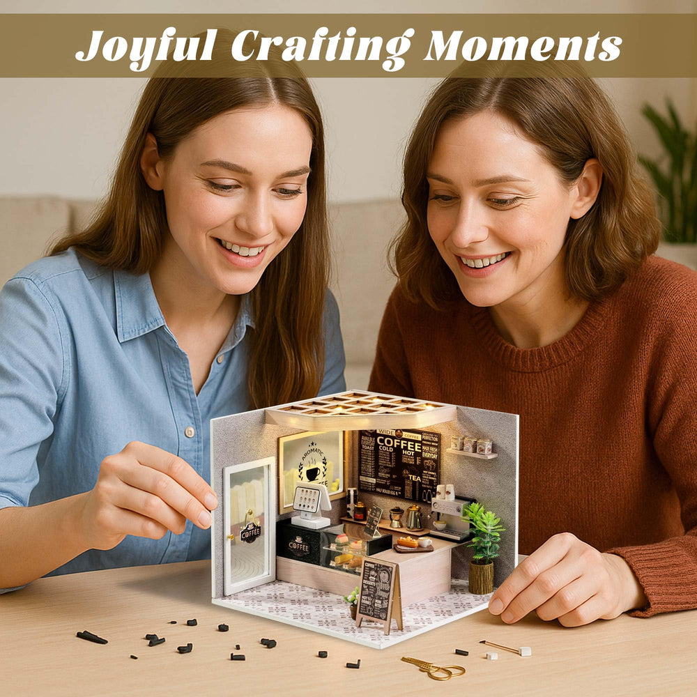 Flever DIY miniature house kit with LED light on adding warm ambience