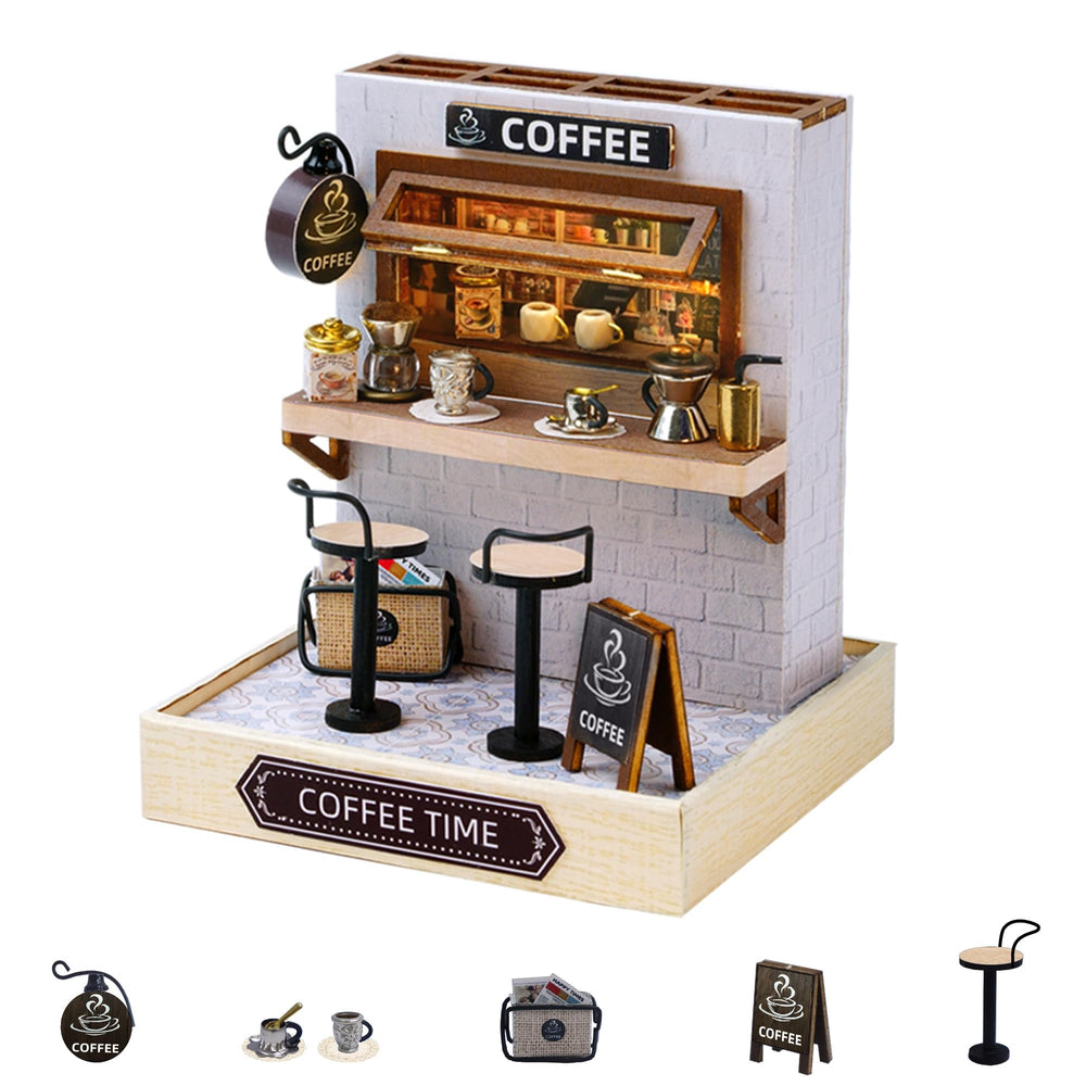 Flever dollhouse Coffee Time front view for display and gifting