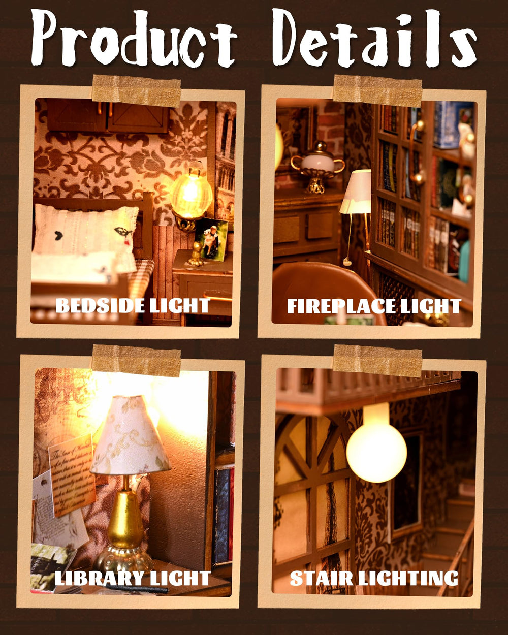 Flever dollhouse kit decorations-papers and fabrics for authentic touches
