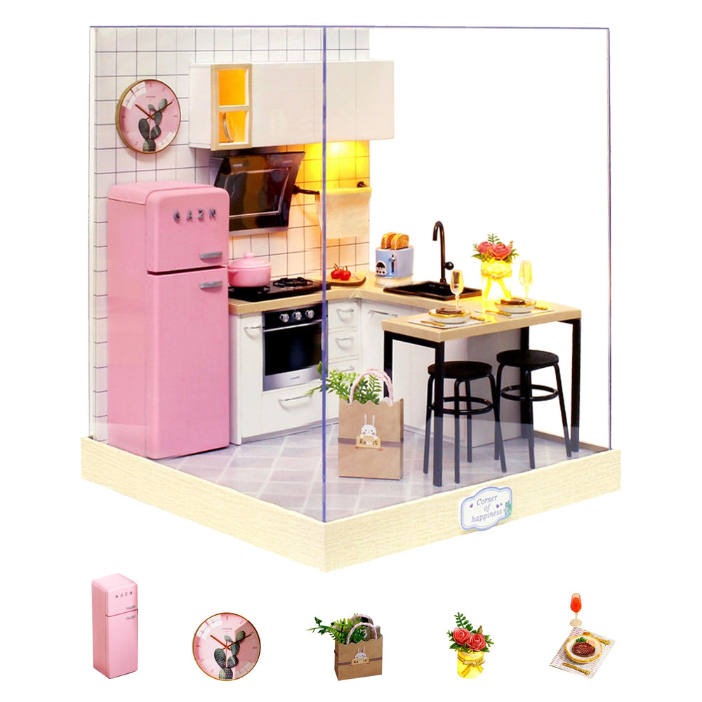 Flever dollhouse assembly kit with wooden structure and tiny furniture for creative hobby