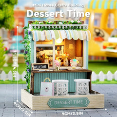 Flever Dessert Time finished dollhouse measures 3.5 by 3.5 by 4.5 inches