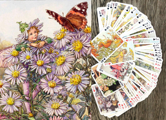 FLONZGIFT Flower Fairy cards front face with vintage illustration for nostalgic game nights.