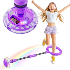 Flooyes skip ball with LED count display shows jumps and calories for kids.