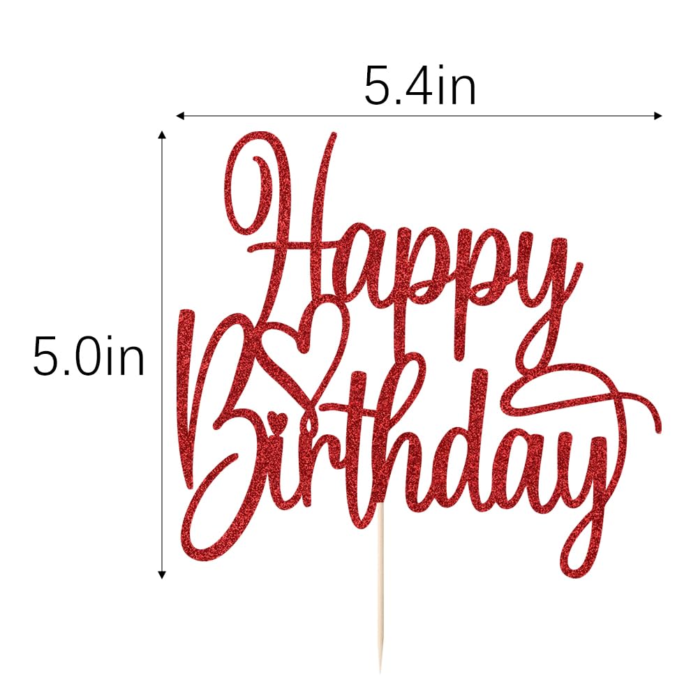 Florcmet Happy Birthday topper with bamboo stem for easy cake insertion