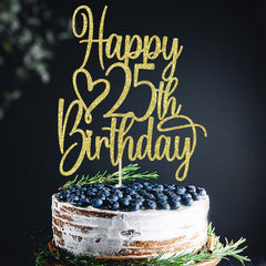 Florcmet 25th anniversary party topper adds celebratory shine to treats.