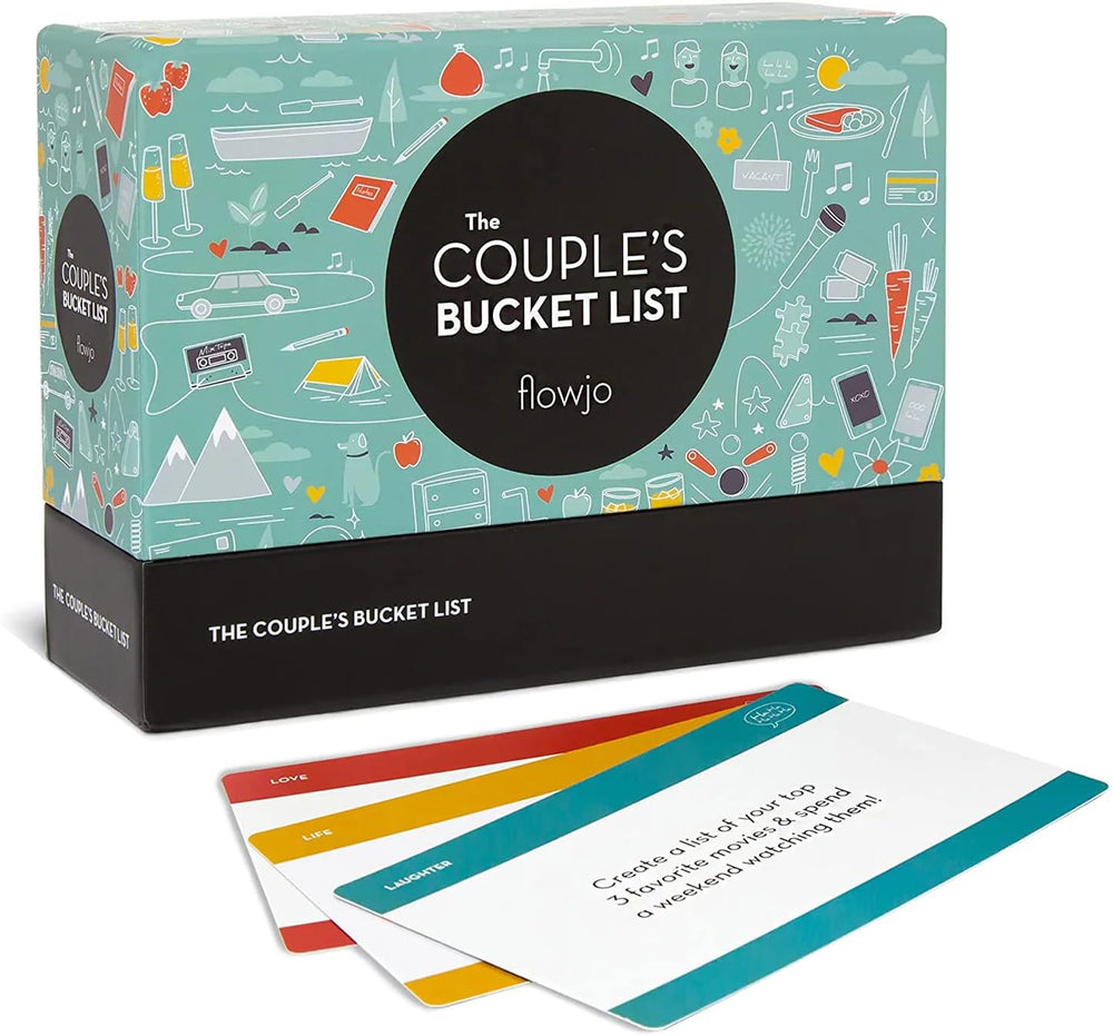 Flowjo couple bucket list game box showcases premium packaging for cozy date nights.