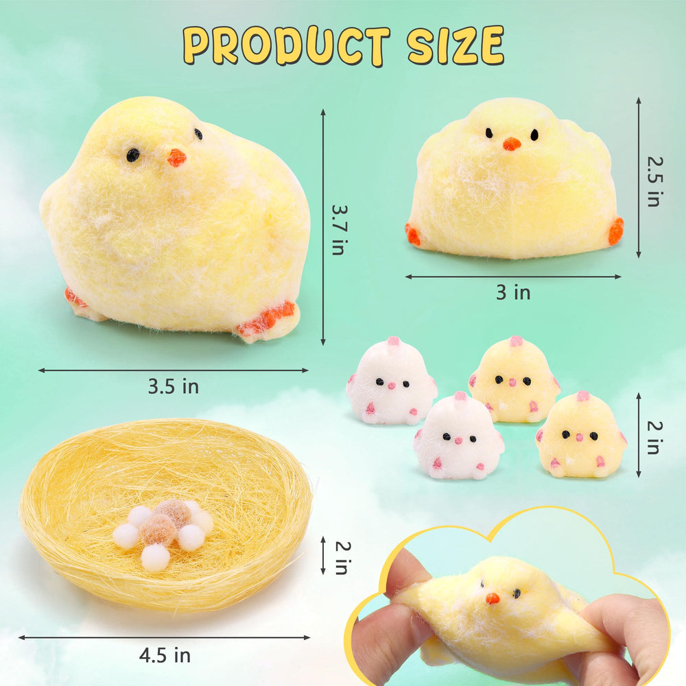 FlufiFiea 6Pcs Taba squishy chick toys soft touch close-up for tactile calming.