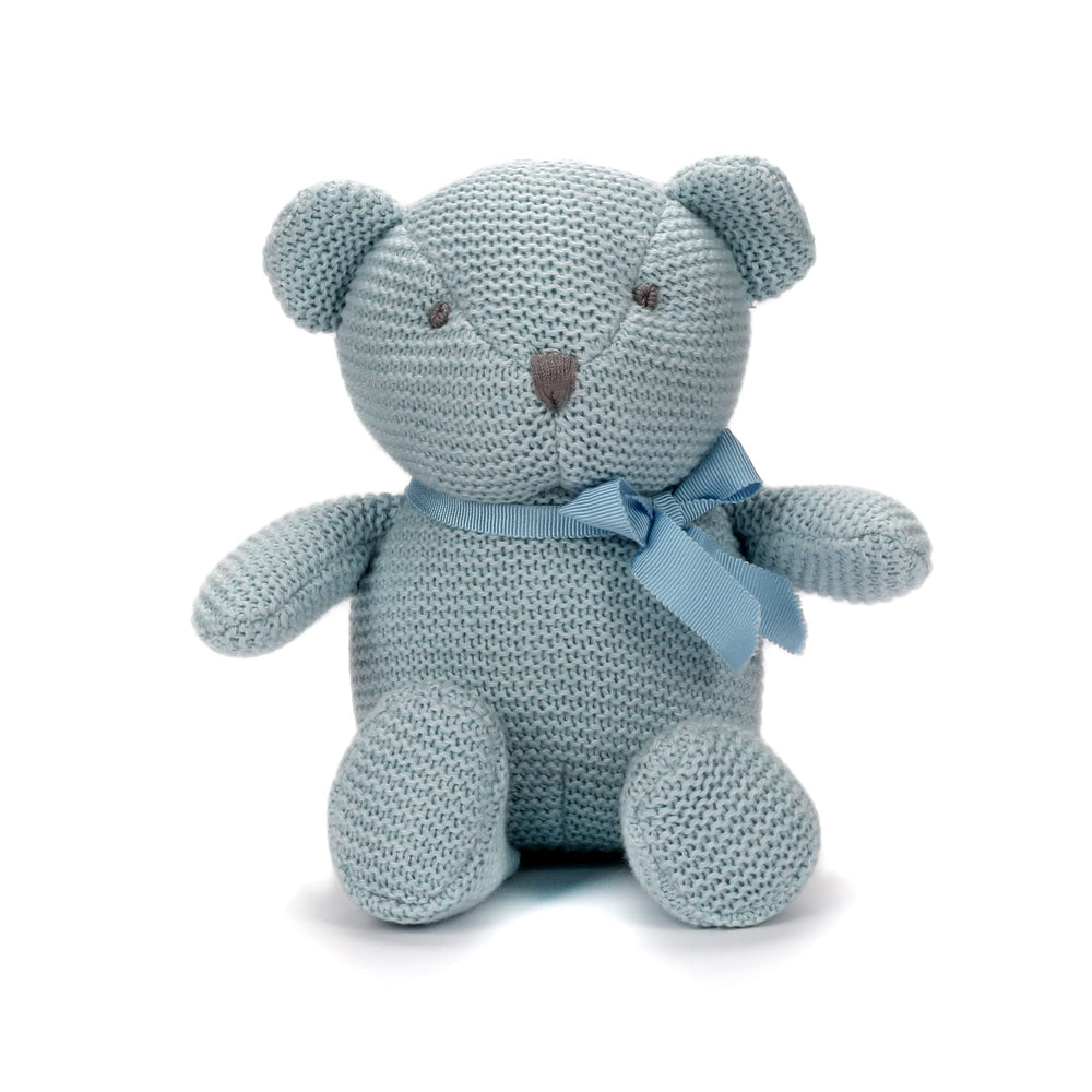 FLUFFYFUN blue teddy bear plush, 6.5-inch size, gentle for newborns