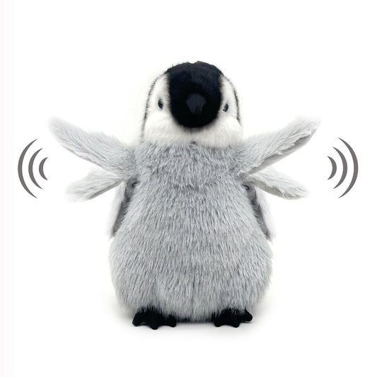 FLUFFYFUN flapping-wing penguin plush front view, inviting cuddle and imaginative play.