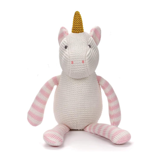 FLUFFYFUN pink unicorn plush front view showing soft organic cotton for newborns