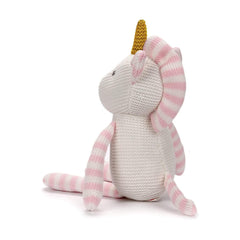 FLUFFYFUN pink unicorn plush full length shows 12-inch size and cuddly form