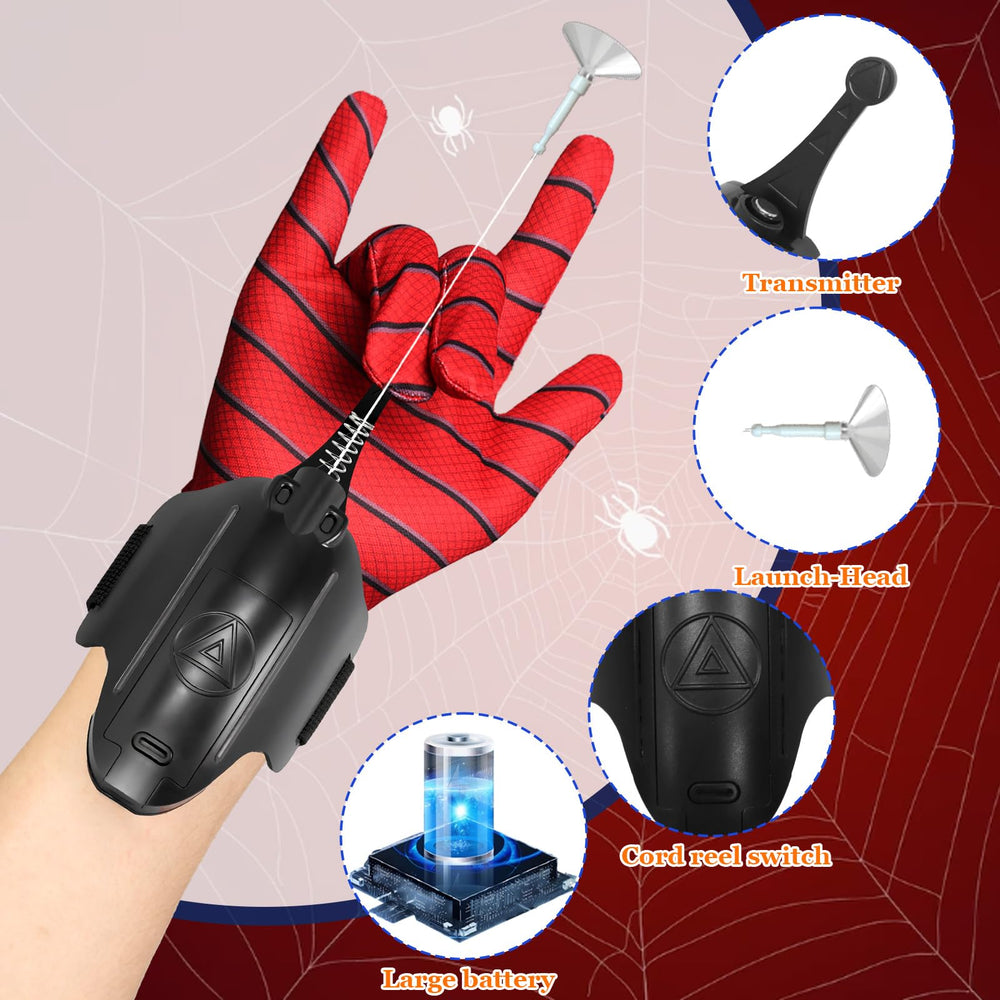 Flustime Spider Web Shooter 3.0 magnetic tip setup for secure web launches.