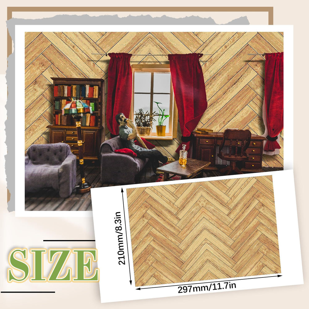 Flutesan dollhouse flooring with self-adhesive backing for easy DIY layouts and texture.