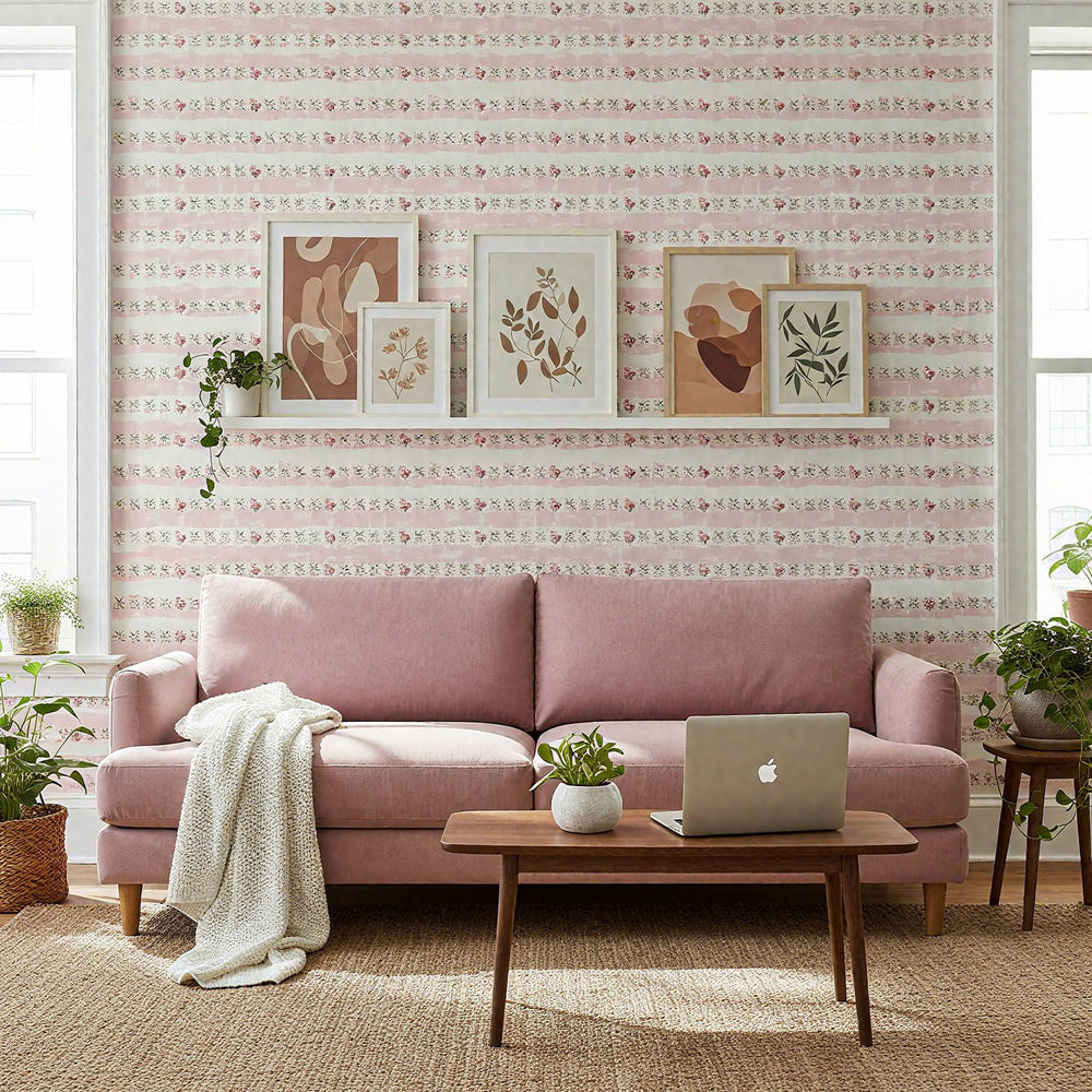 Flutesan pink flooring sheet adds timeless country charm.