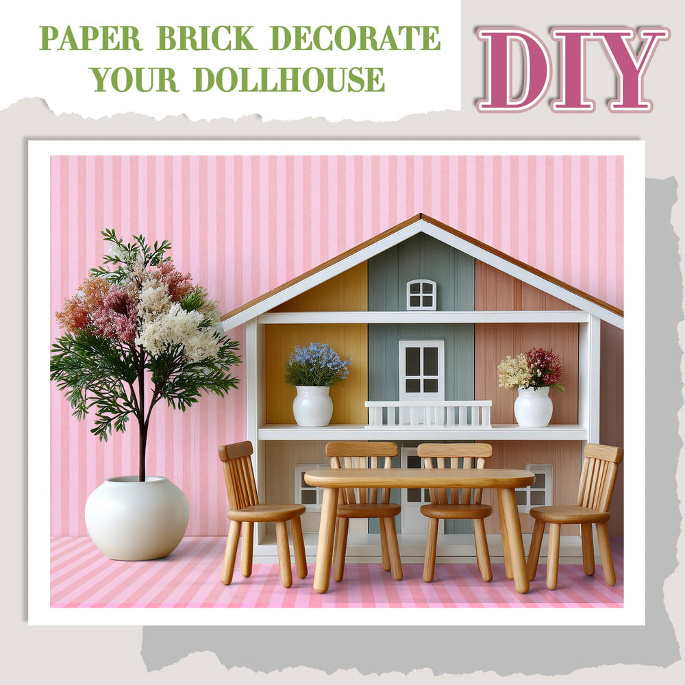 Flutesan dollhouse wallpaper back adhesive—peels on and sticks, repositionable.