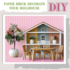 Flutesan dollhouse wallpaper back adhesive—peels on and sticks, repositionable.