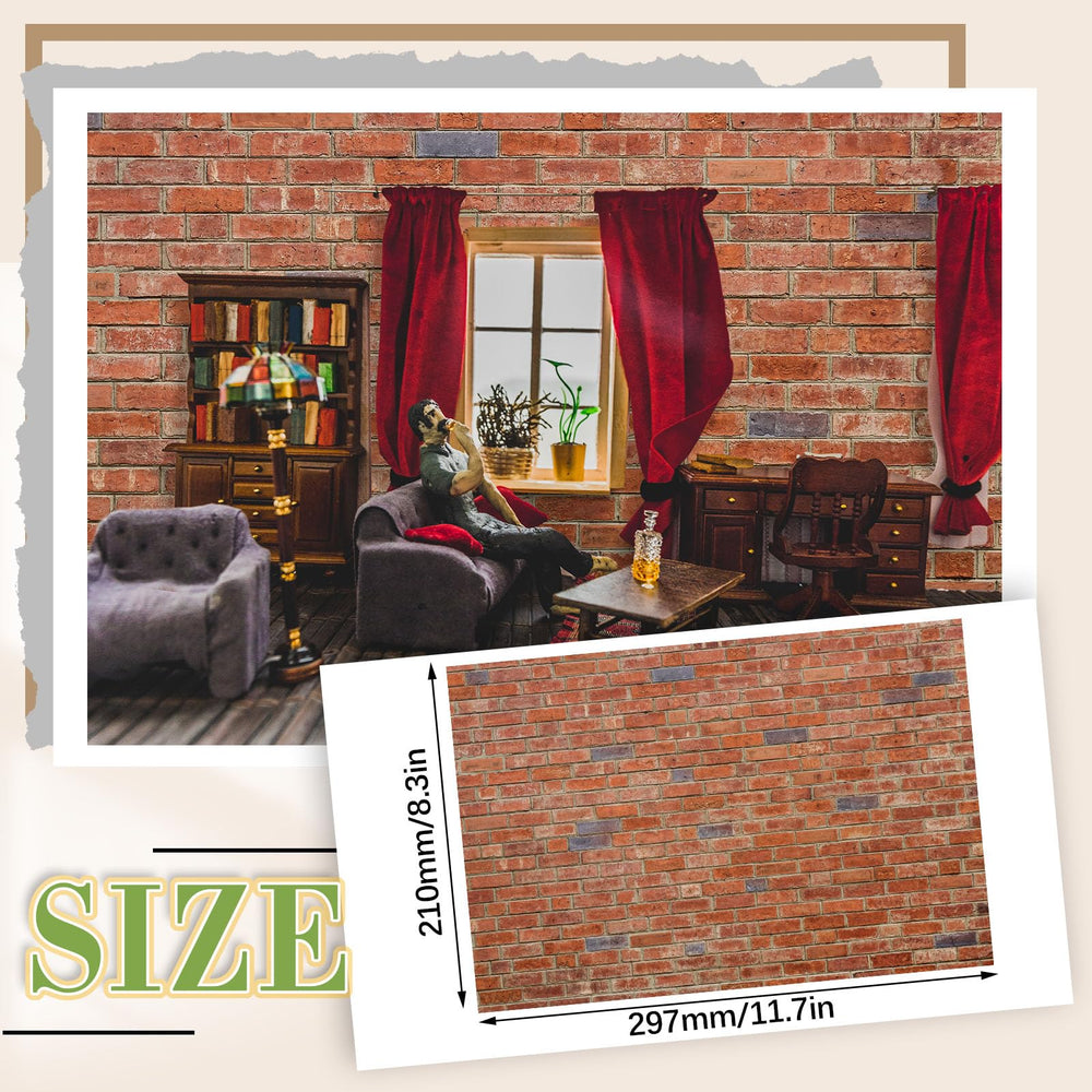 Flutesan red clinker wallpaper sheet close-up rustic brick finish enhances mini rooms.