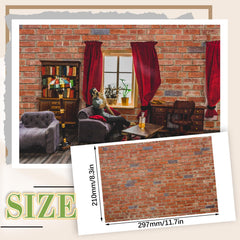 Flutesan red clinker wallpaper sheet close-up rustic brick finish enhances mini rooms.