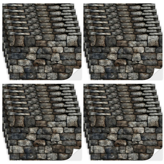 Flutesan stone-pattern wallpaper sheet adds rustic realism to miniature rooms.