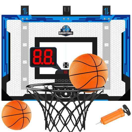 FlyBakiz indoor hoop board over the door for space-saving play.