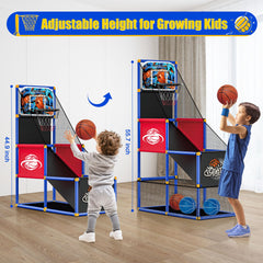 FlyBakiz arcade hoop backboard setup on either side for flexible play.