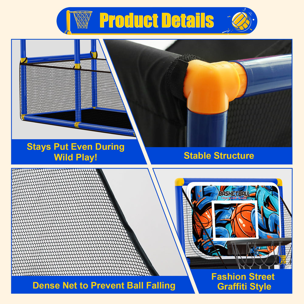 Flybakiz child-friendly mini basketball net for young players