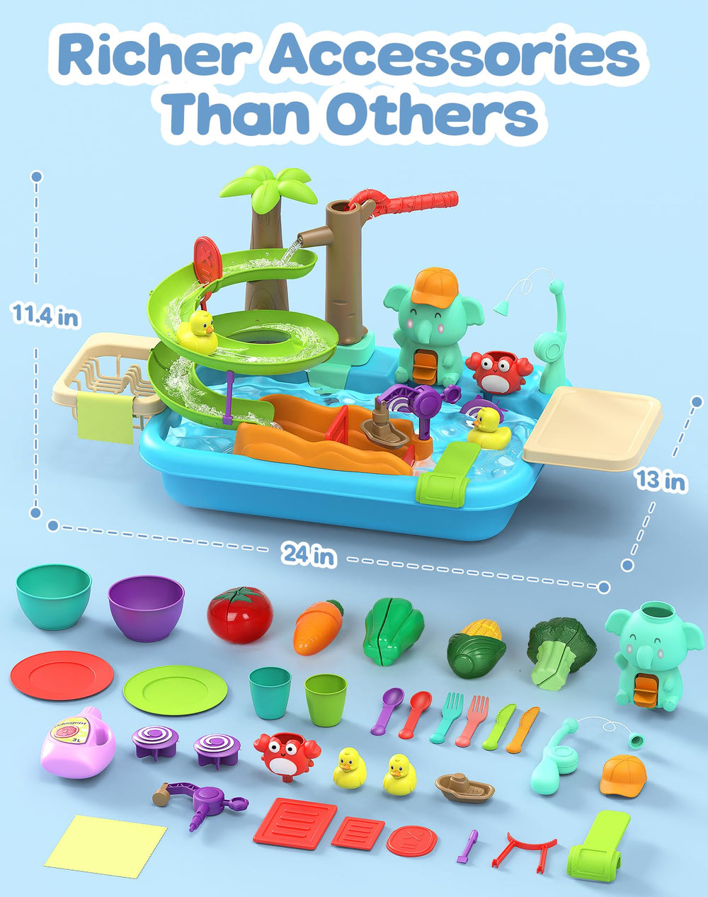 Flybakiz colorful kitchen accessories spark creative pretend meals.