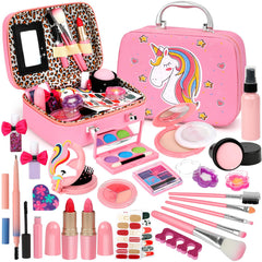 Flybay kids makeup kit case open, organized storage for quick pretend play