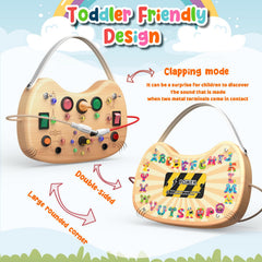 Flycoost toddler sensory board with handle enables on-the-go exploration.