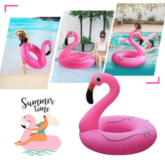 Deflated FlyfreeU flamingo pool float folded for easy storage
