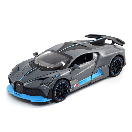 FLYKIRIN Bugatti Divo grey pull-back car with detailed metal body for kids play