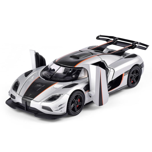 FLYKIRIN Koenigsegg One 1/32 front view with polished diecast finish for display and play.