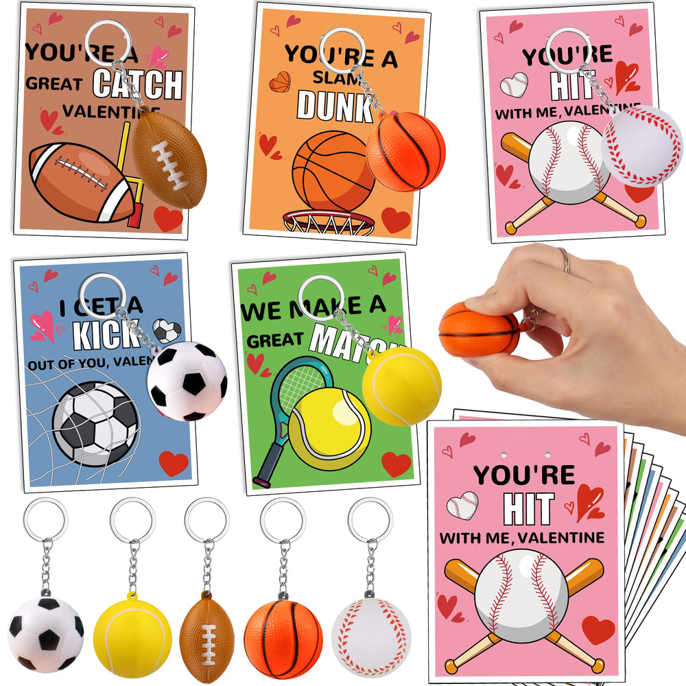 FLYSNK foam sport stress-ball keychain for kids, colorful and squeezable.